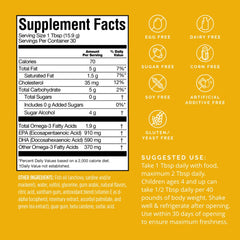 BrainMD Omega-3 Power Squeeze label highlights purity and doctor formulated ingredients