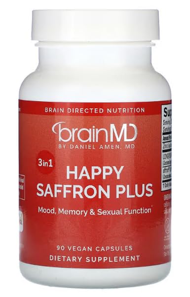 BrainMD Happy Saffron Plus bottle front for daily wellness support