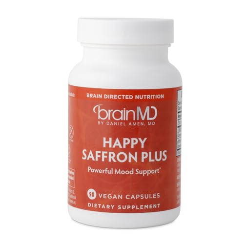 BrainMD Happy Saffron Plus bottle; supports mood and focus