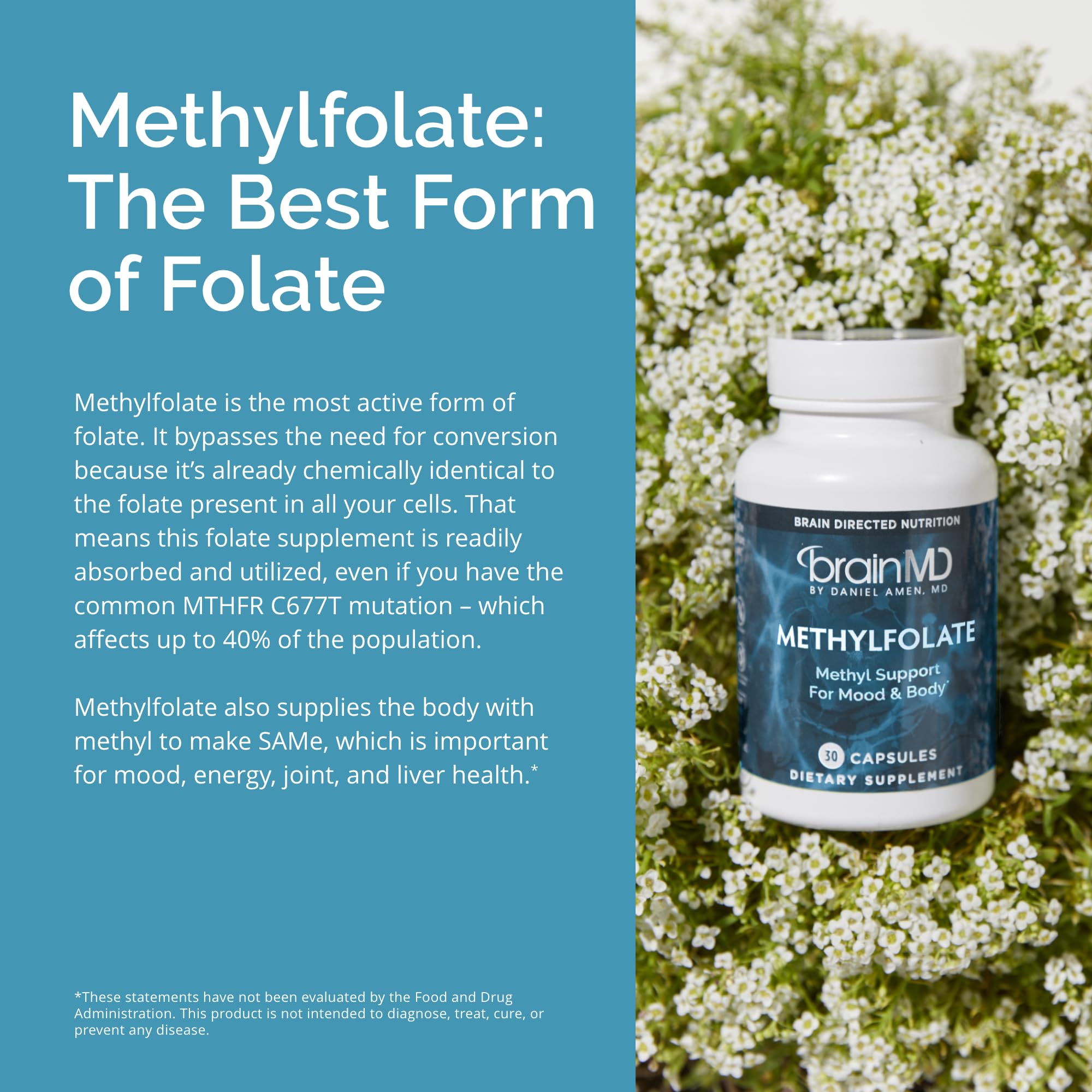 Desk setting featuring BrainMD Methylfolate for daily wellness routine.