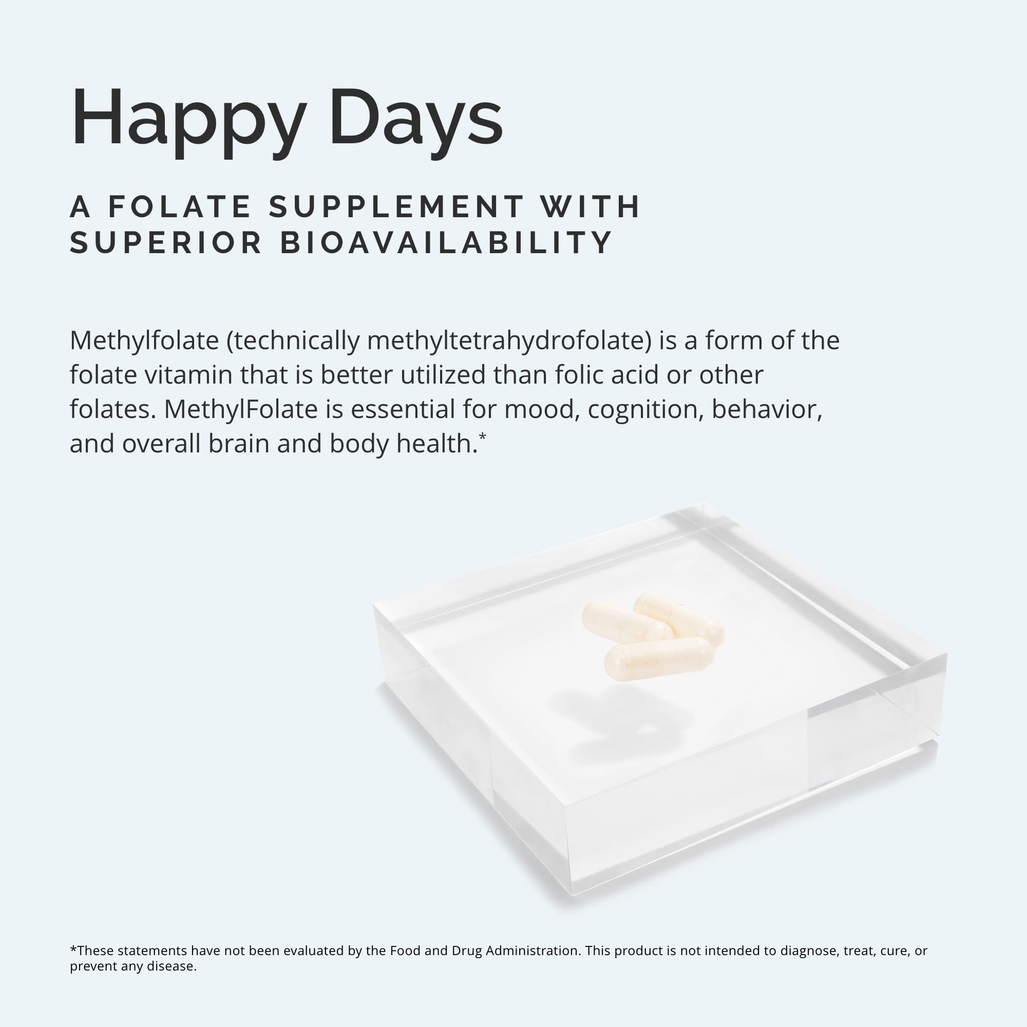 Gluten-free BrainMD Methylfolate label emphasizing purity and safety.
