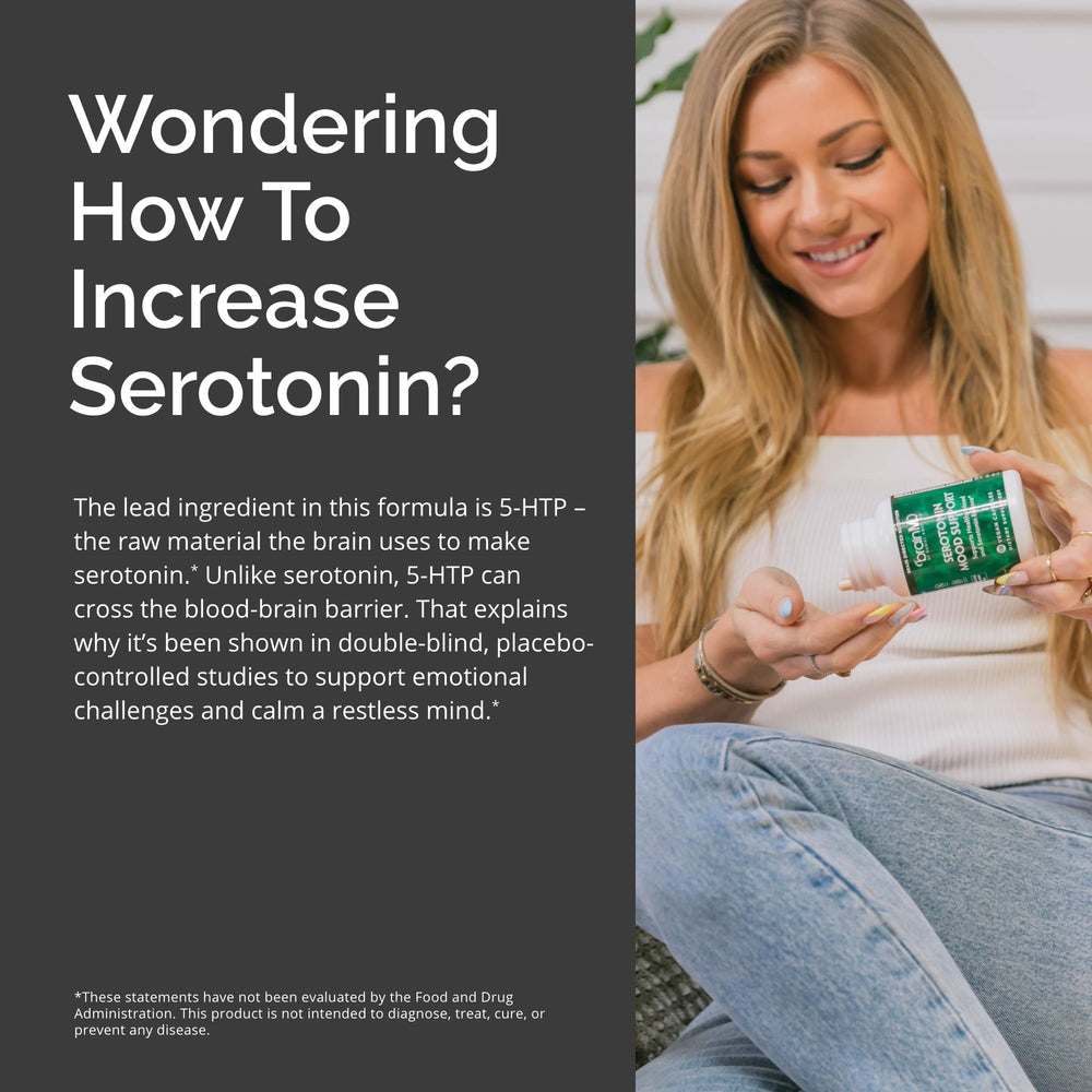 BrainMD Serotonin box and bottle setup for convenient daily routine.
