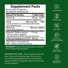 BrainMD Serotonin capsules close-up for daily mood support.