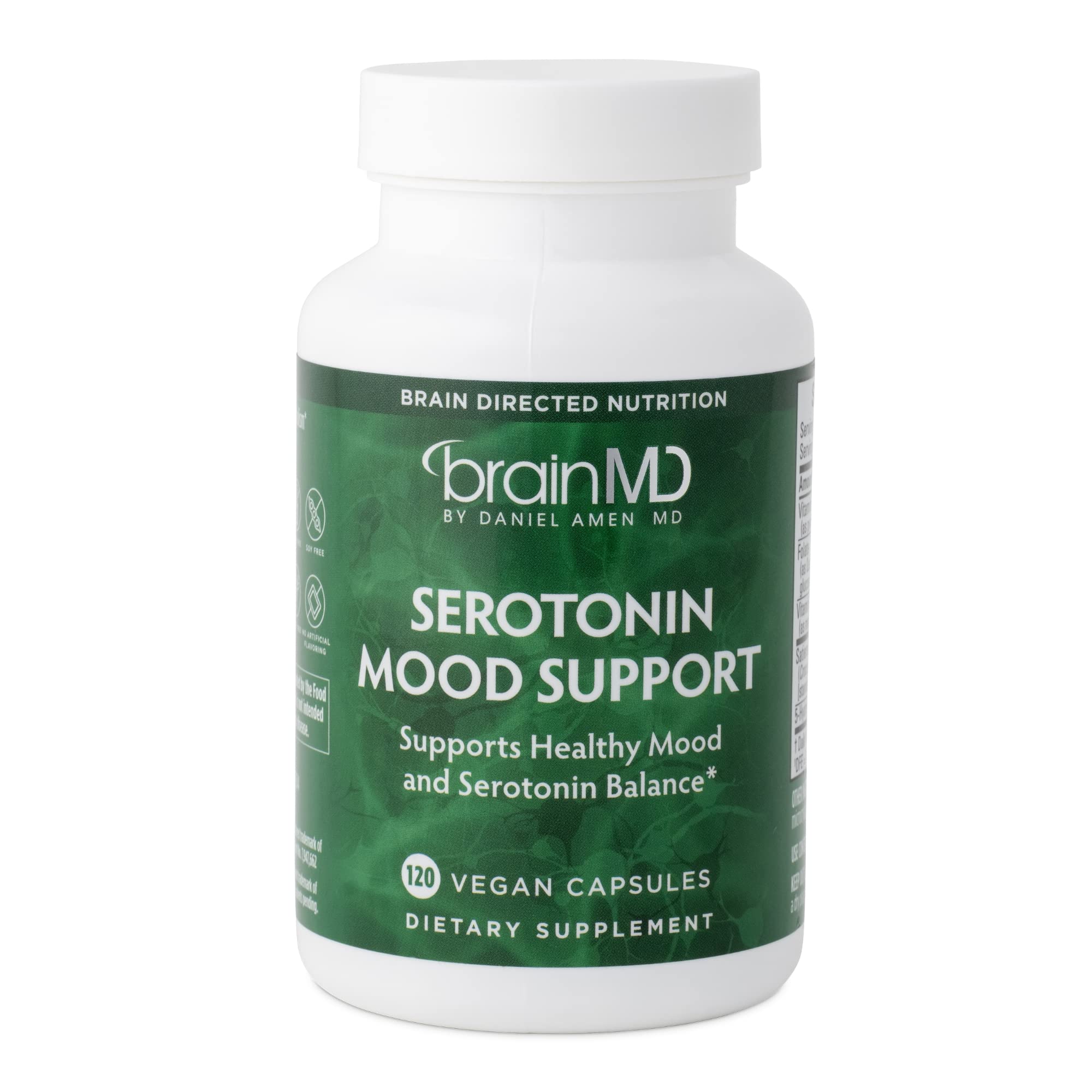 BrainMD Dr Amen Serotonin Mood Support bottle promotes mood balance and daily wellness.