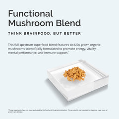 BrainMD Smart Mushrooms capsules close-up for convenient cognitive and immune support.