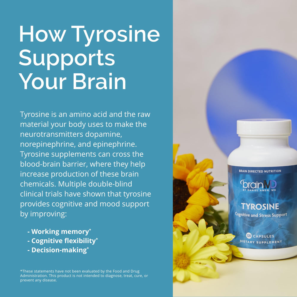 BrainMD Tyrosine packaging in box conveys trusted formulation.