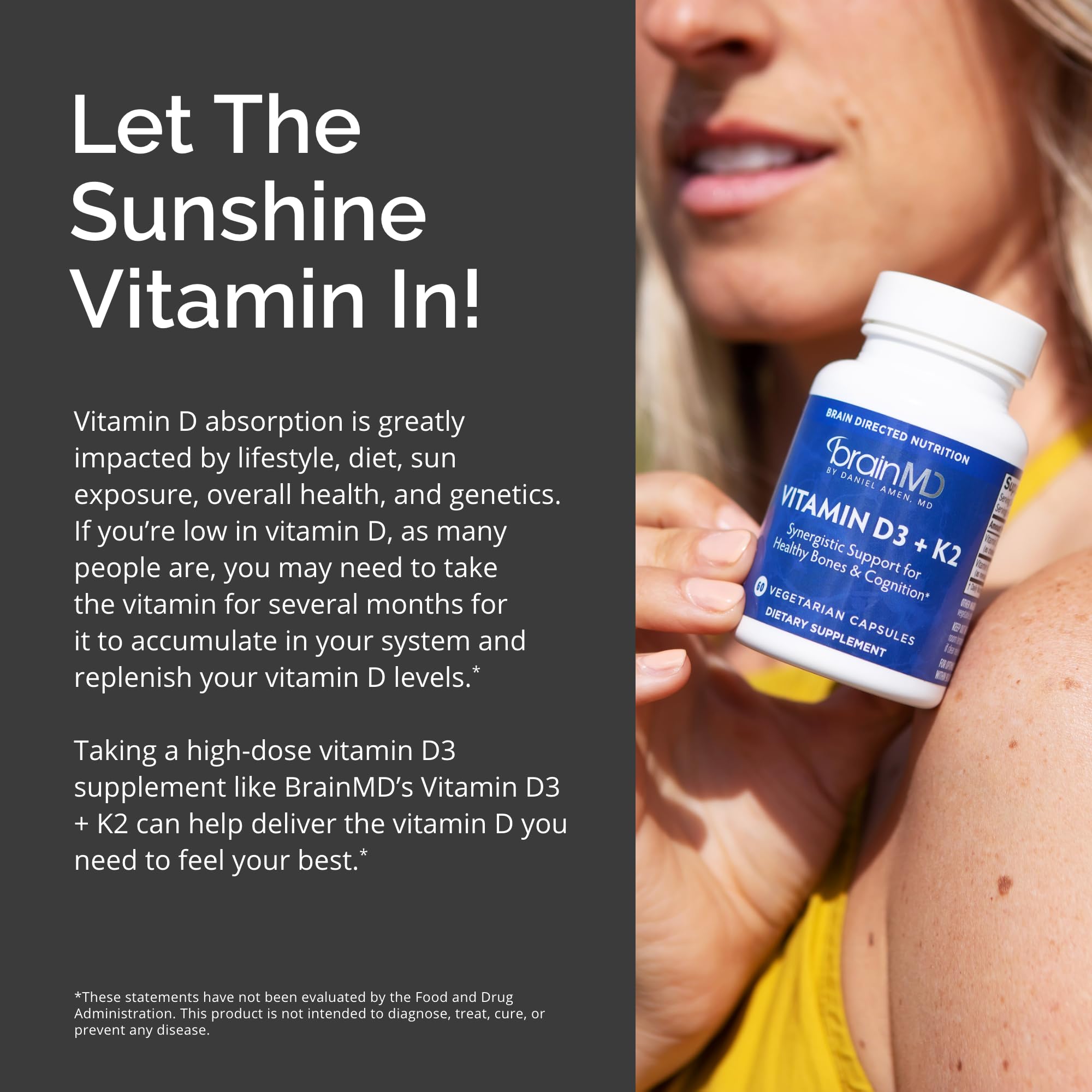 BrainMD Vitamin D3 + K2 serving scoop shows daily dosage