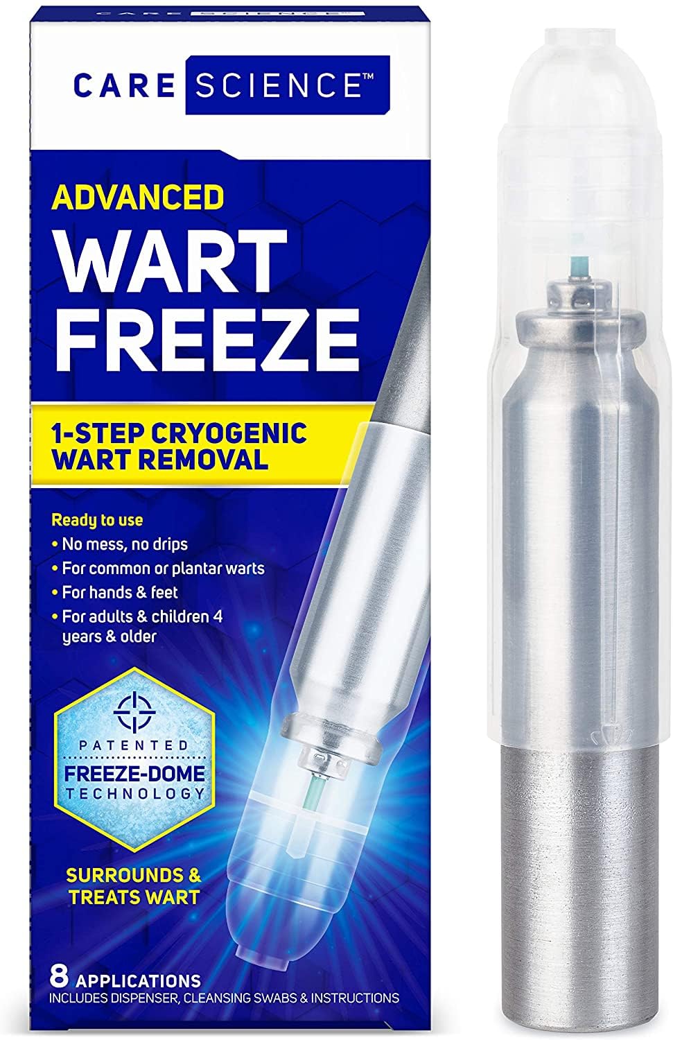 Brand Wart Remover Freeze bottle close-up for at-home wart treatment.