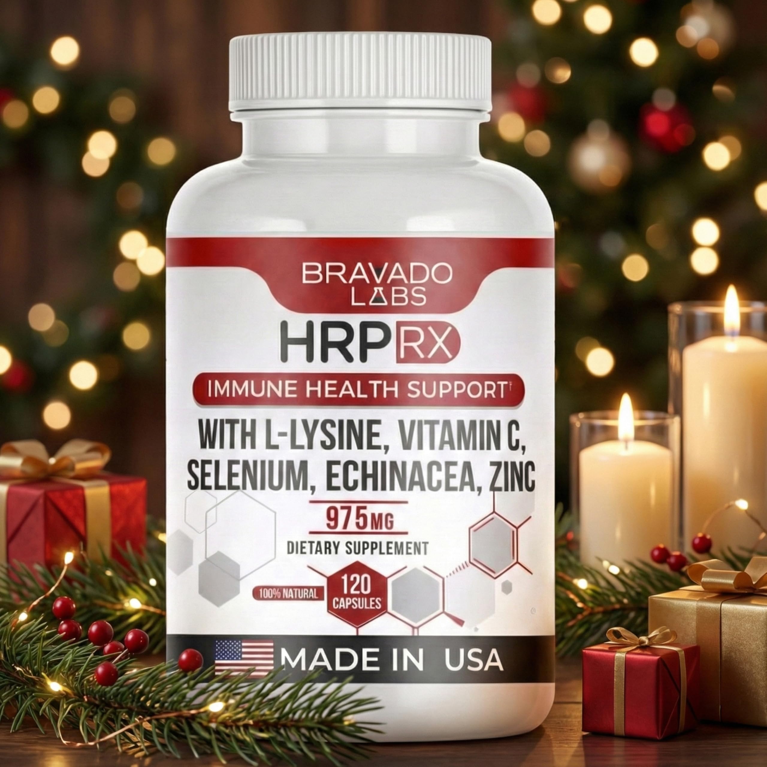 Bravado Labs L-Lysine bottle front view highlights vegan, allergen-free supplement