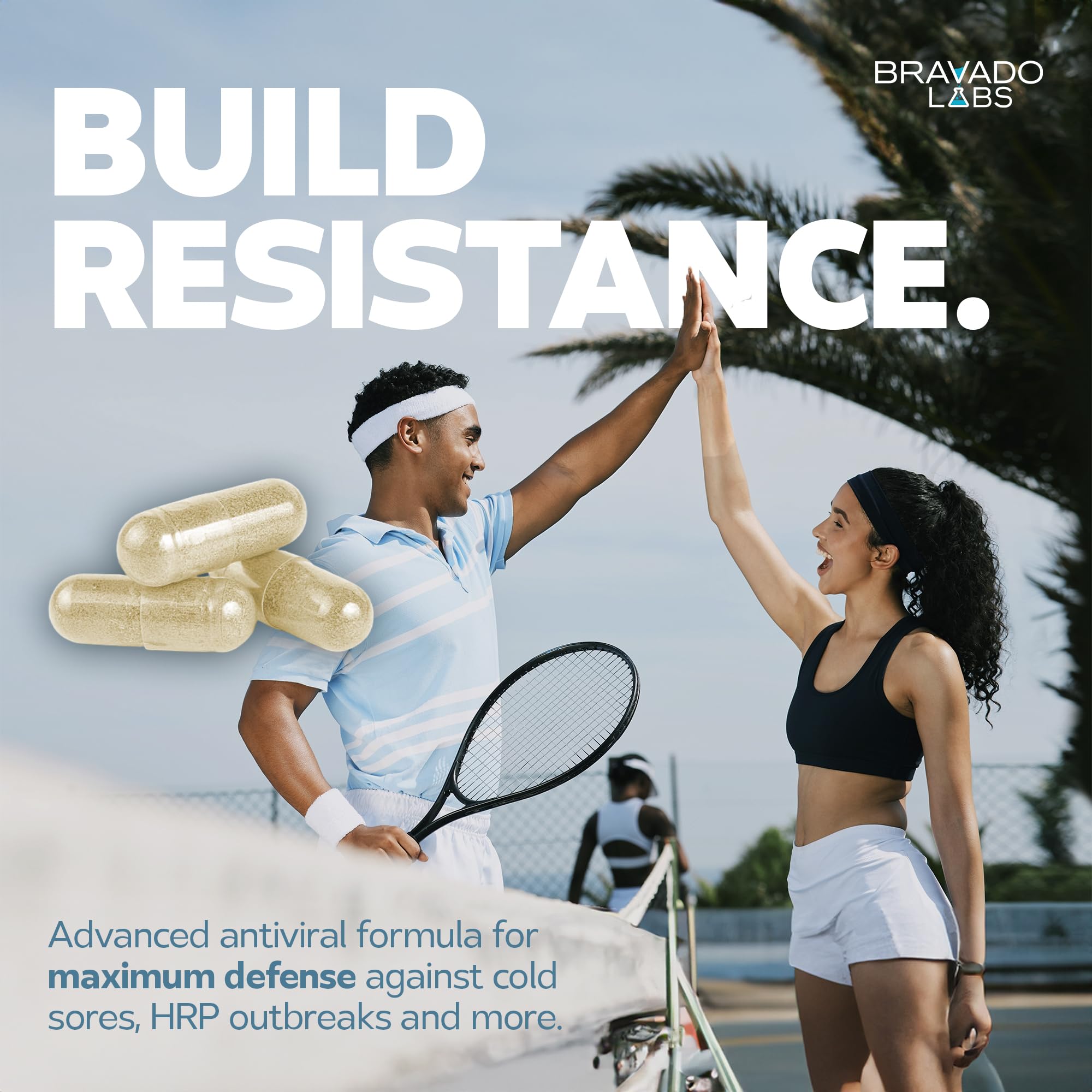 Bravado Labs L-Lysine bottle pour demonstrates easy daily immune routine