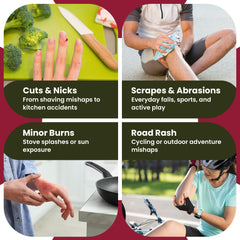 Road rash protection with Brave Soldier ointment during outdoor activities.