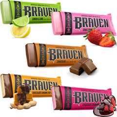 BRAVEN Bar variety pack front view for on-the-go fueling during workouts.