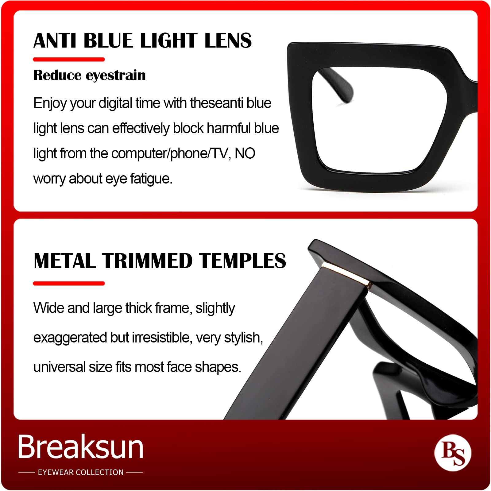 Gafas Breaksun sin prescripción, listas para lentes recetadas.