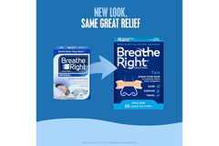Person applying Breathe Right strip above the nostril for easier breathing.