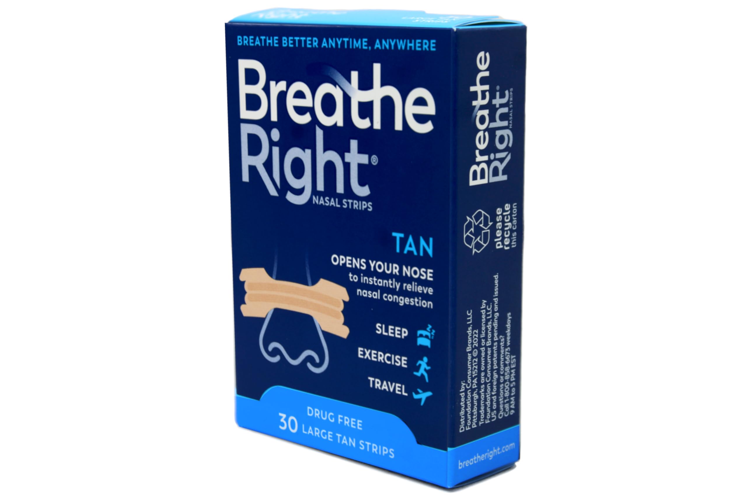 Breathe Right strip worn during daily activity to help airflow.