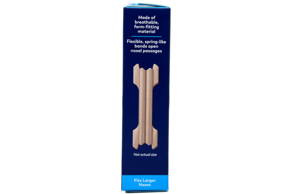 Breathe Right strip worn during sleep to support nasal passages.