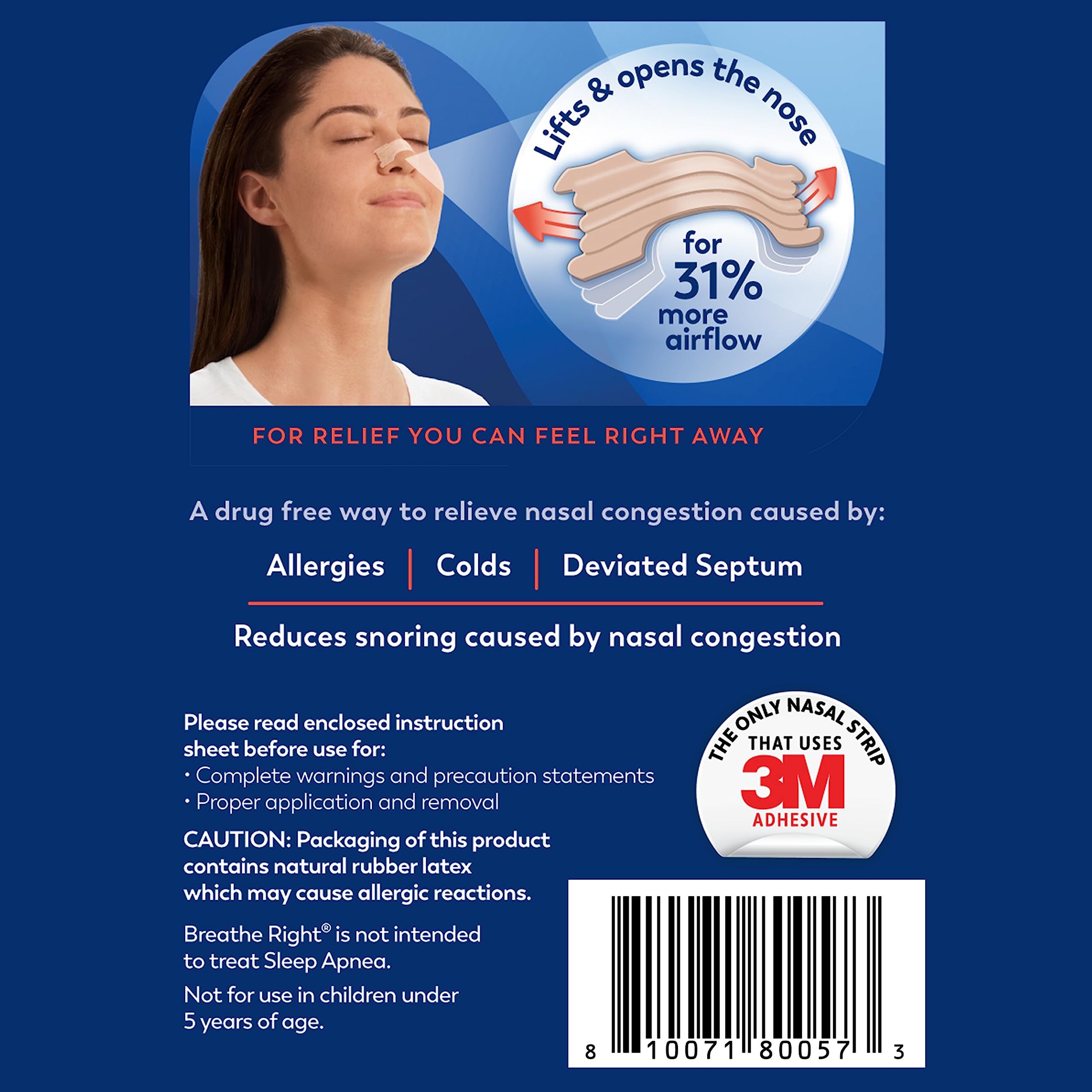 Tan packaging of Breathe Right nasal strips is easy to spot in a bag