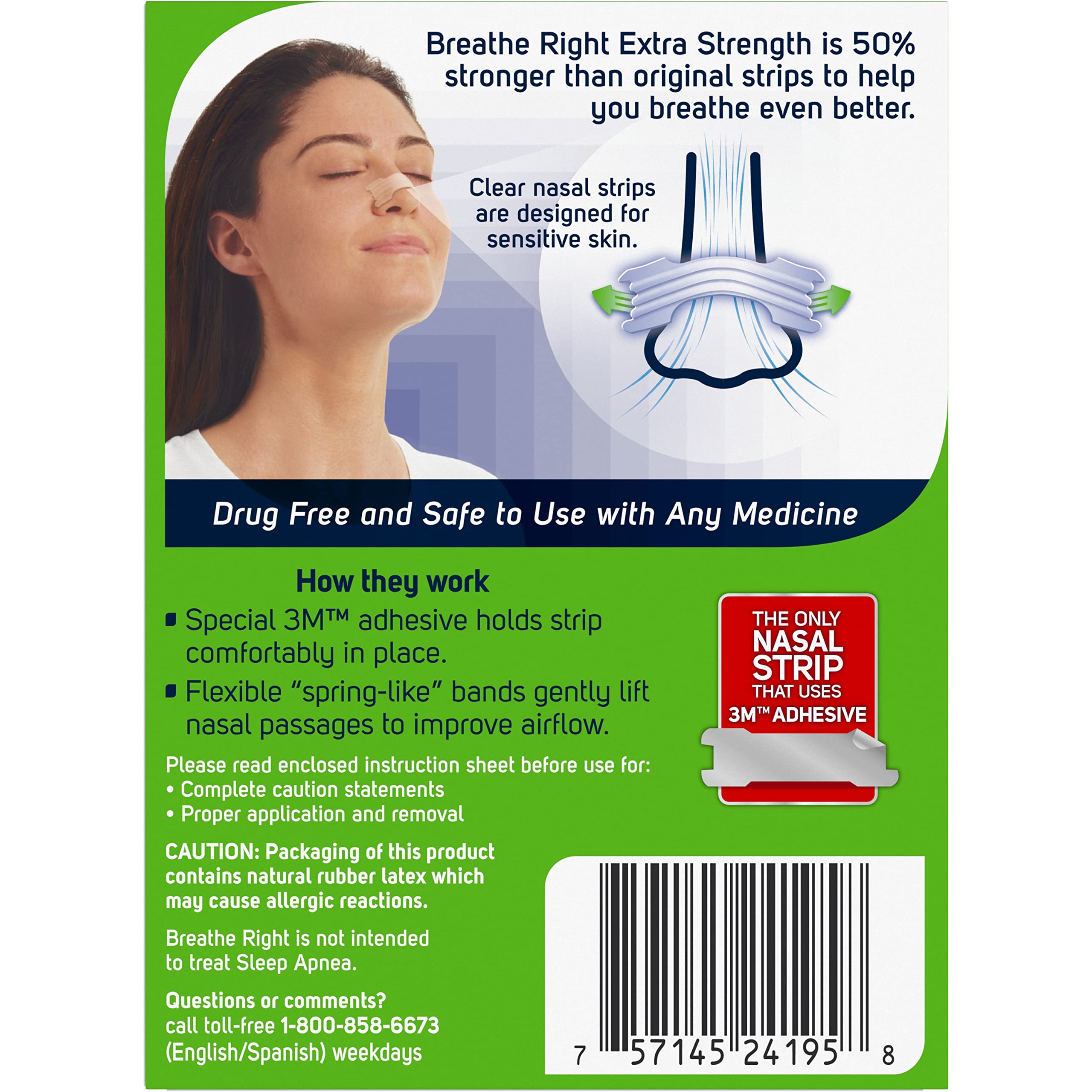 Box of Breathe Right Extra Strength Clear Nasal Strips in packaging
