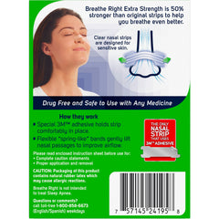 Box of Breathe Right Extra Strength Clear Nasal Strips in packaging