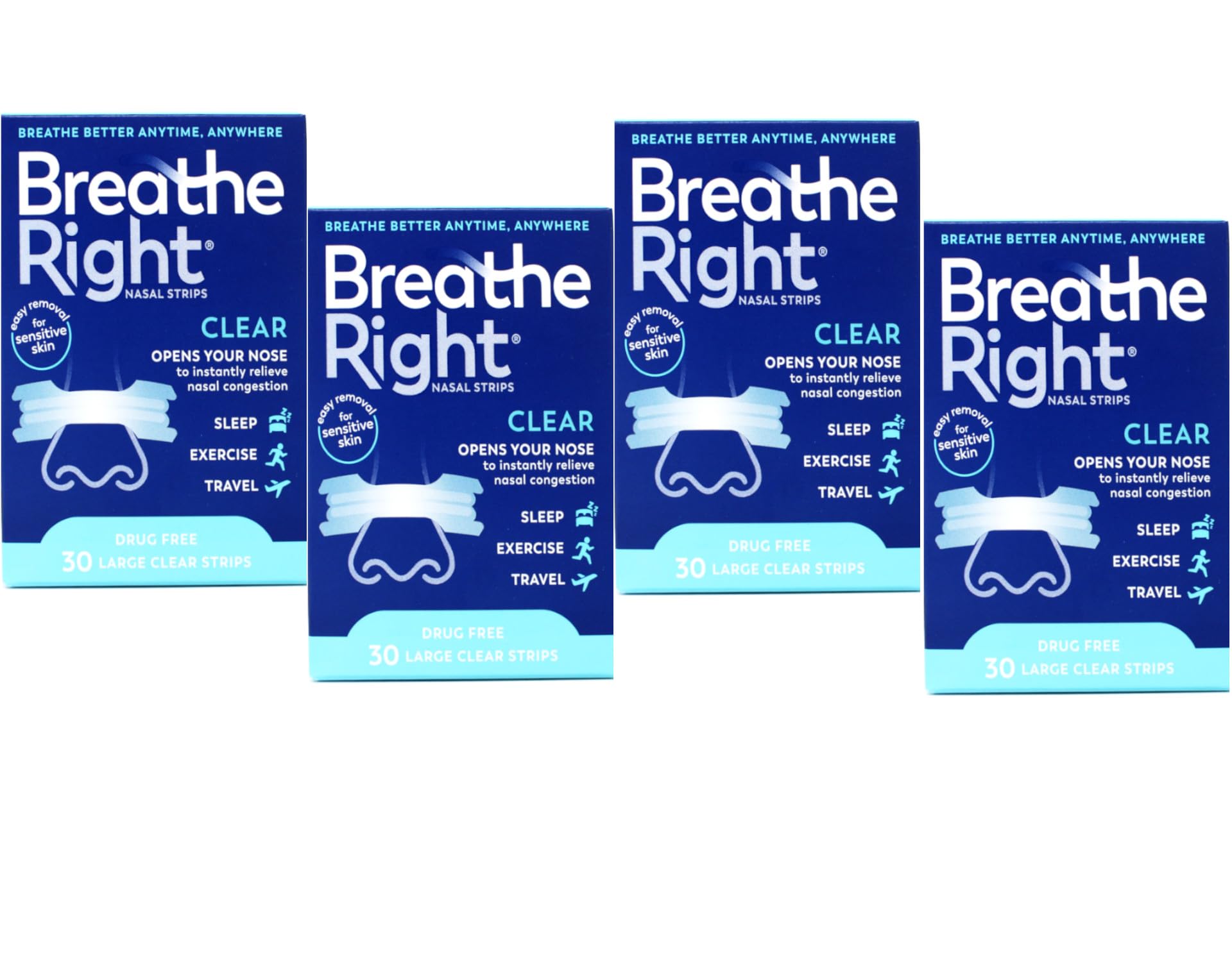 Breathe Right nasal strip clear large box 30-count for convenient daily use