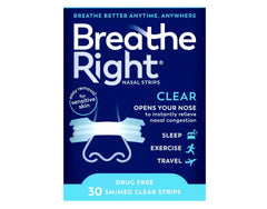 Close-up of Breathe Right nasal strip on the nose