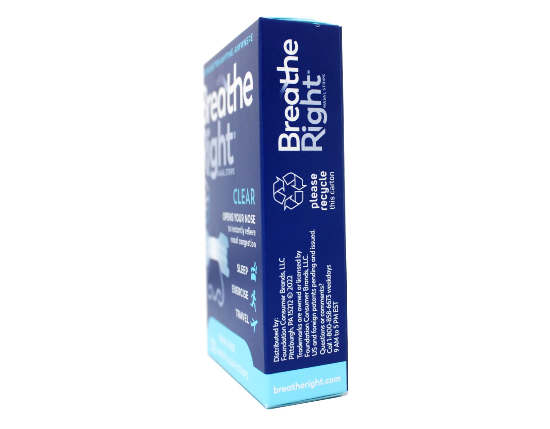 Breathe Right nasal strips clear large two-pack for household use.