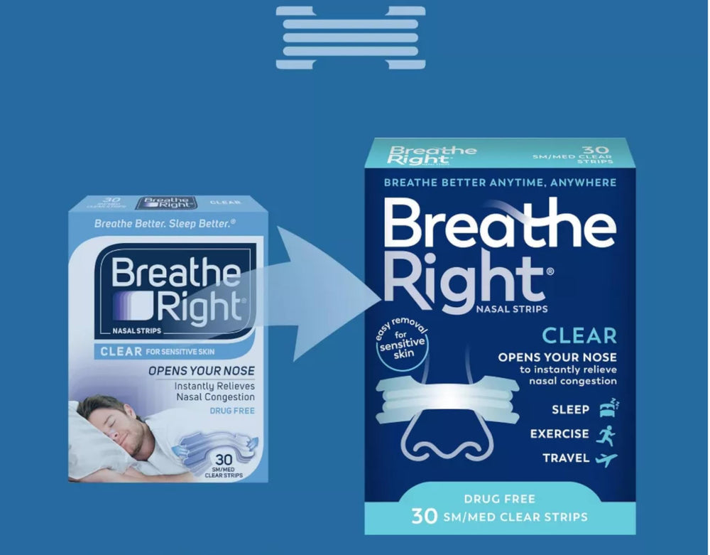 Discreet Breathe Right strip on skin showing discreet appearance