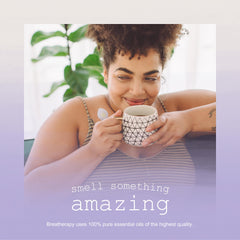 Breatherapy lavender patch worn on chest for discreet aromatherapy on the go.