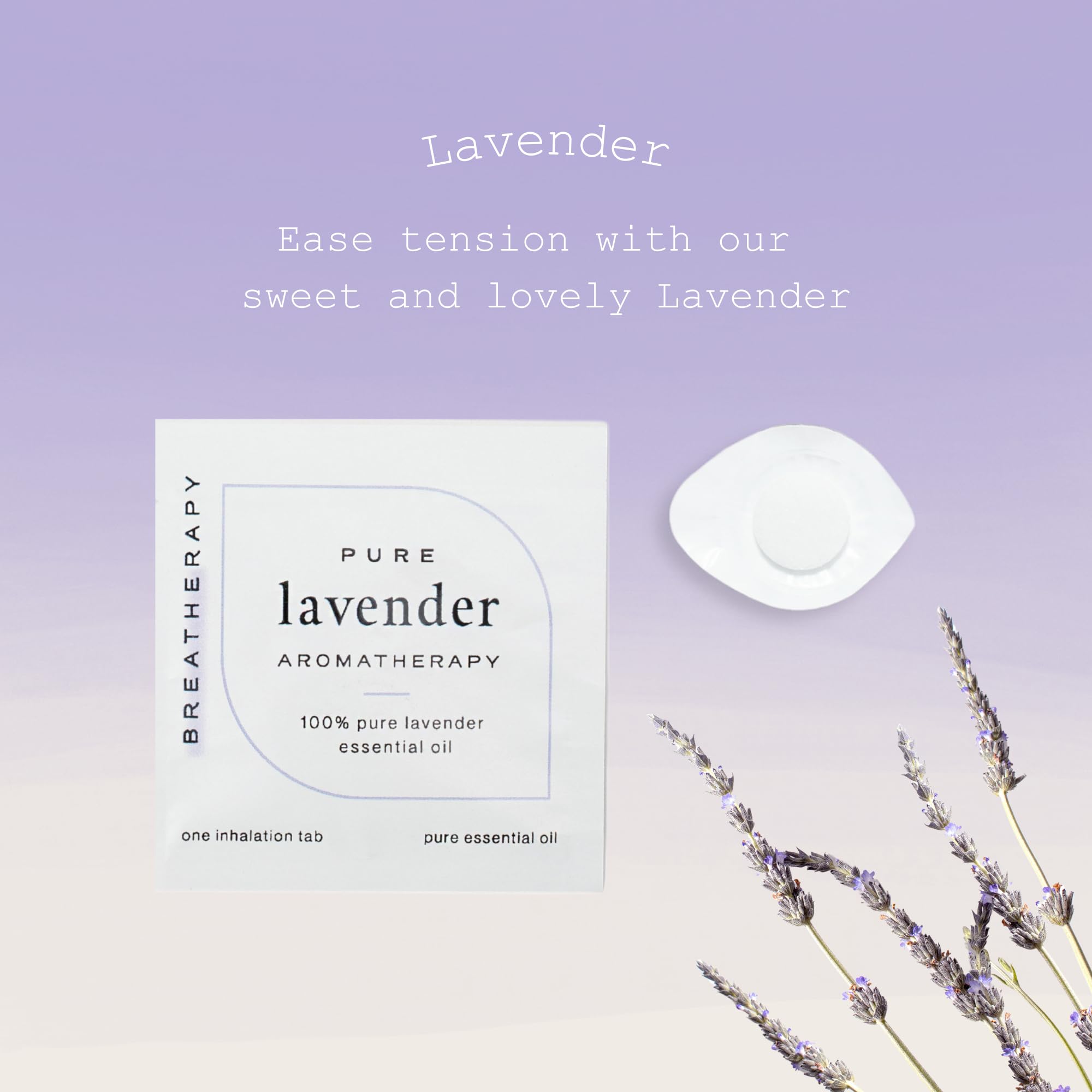 Breatherapy lavender patch worn on wrist providing portable calm.