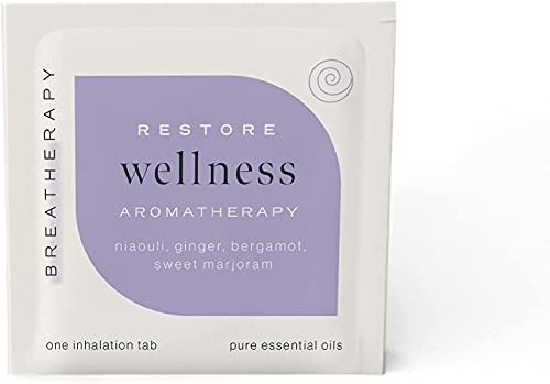 Breatherapy adhesive-back tab ready for hands-free aromatherapy.