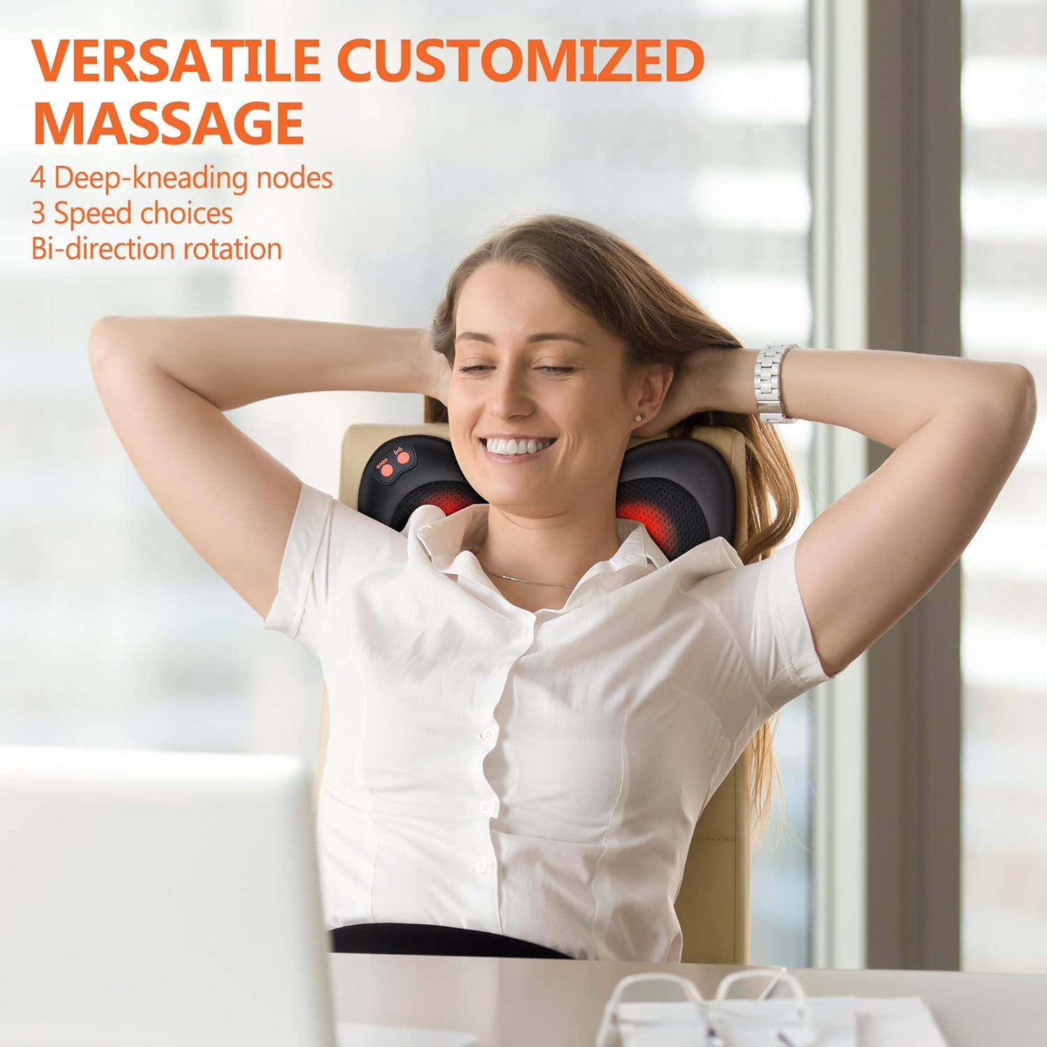 Brelley massager with adjustable strap enabling hands-free operation