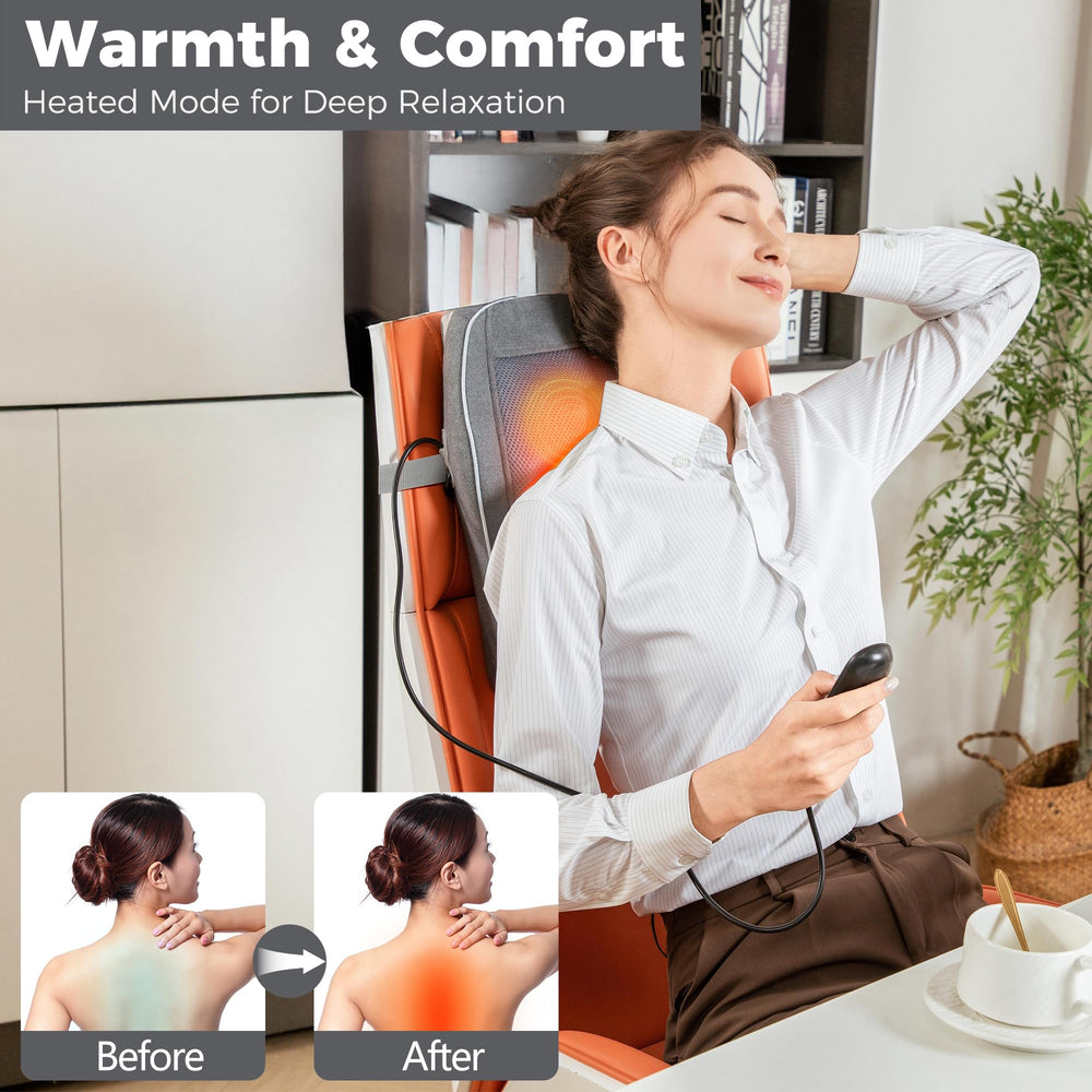 Brelley back and neck massager with heat offers comforting warmth during use.
