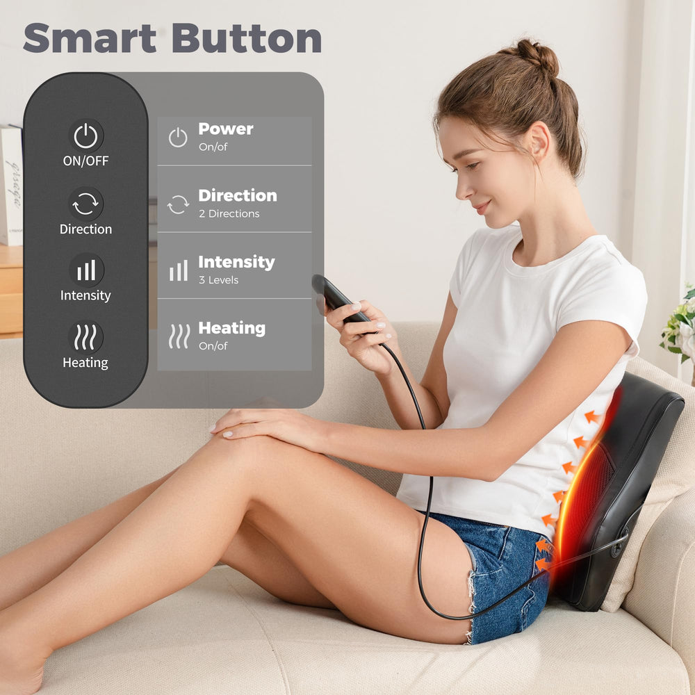 Brelley massager nodes close-up show bi-directional rotation and adjustable pressure.