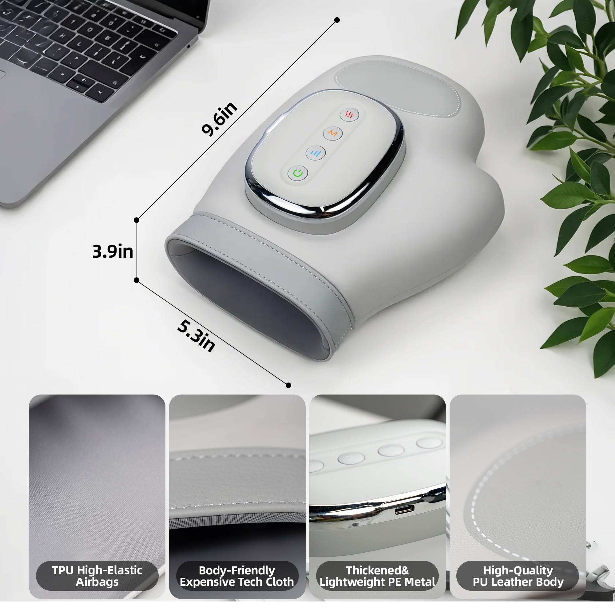 Brenzo massager at desk with compact design and auto-off feature in use.