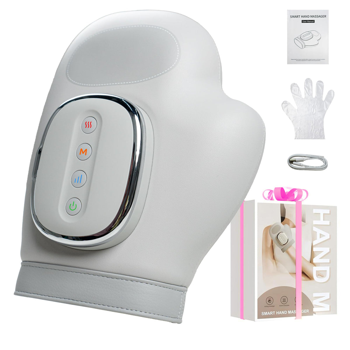 Brenzo Smart Hand Massager front view with glove-like fit for comfortable relief.