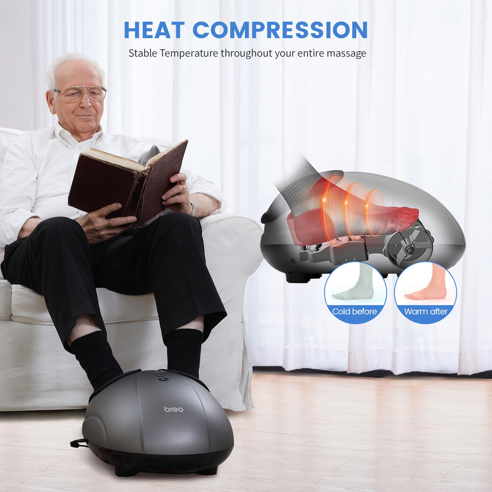 Breo foot massager heat function illustrating warming therapy