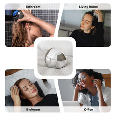 Breo interchangeable massage tips customize relief for scalp, neck, and shoulders.