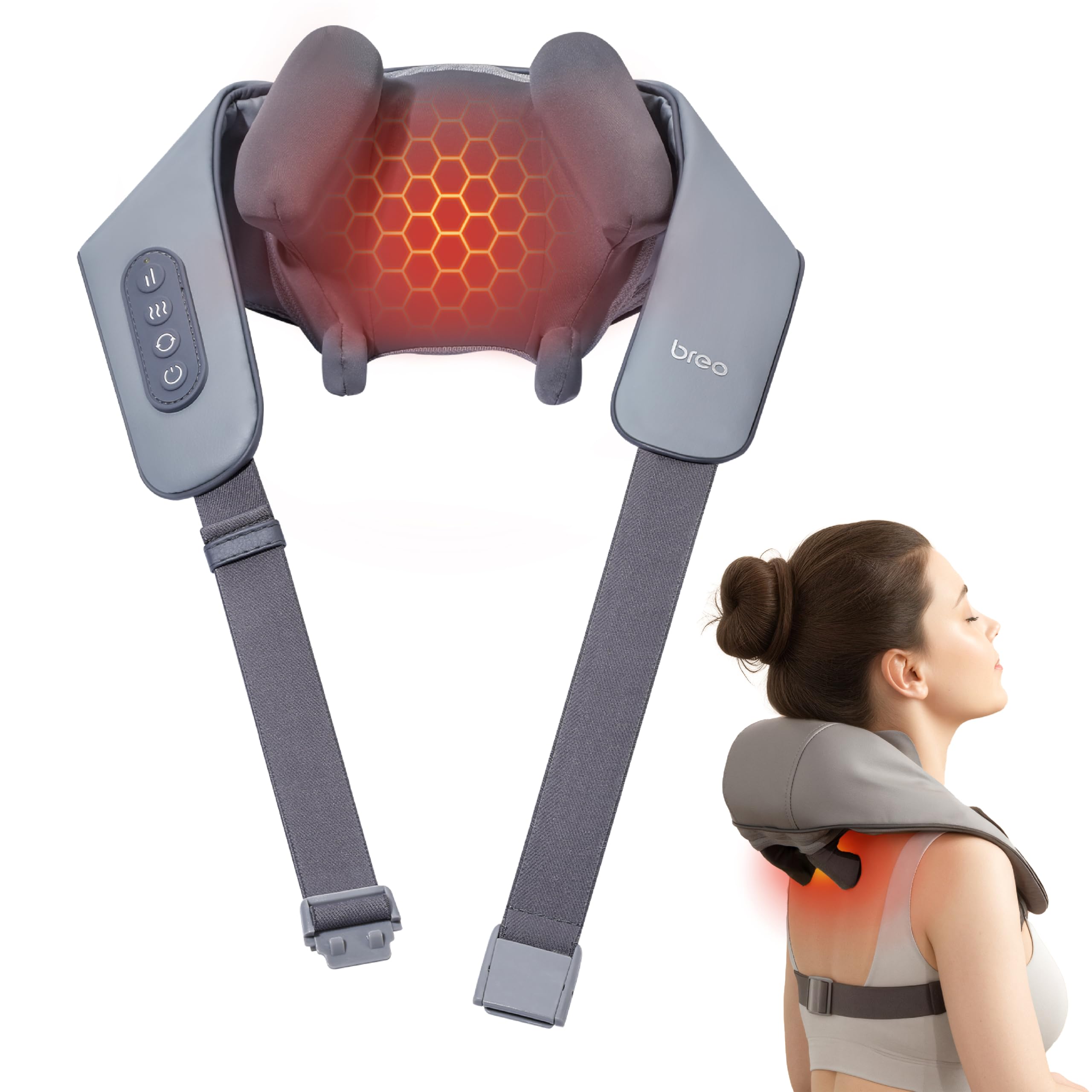 Breo N5 Mini 5D massage heads cover neck and shoulders for soothing relief.