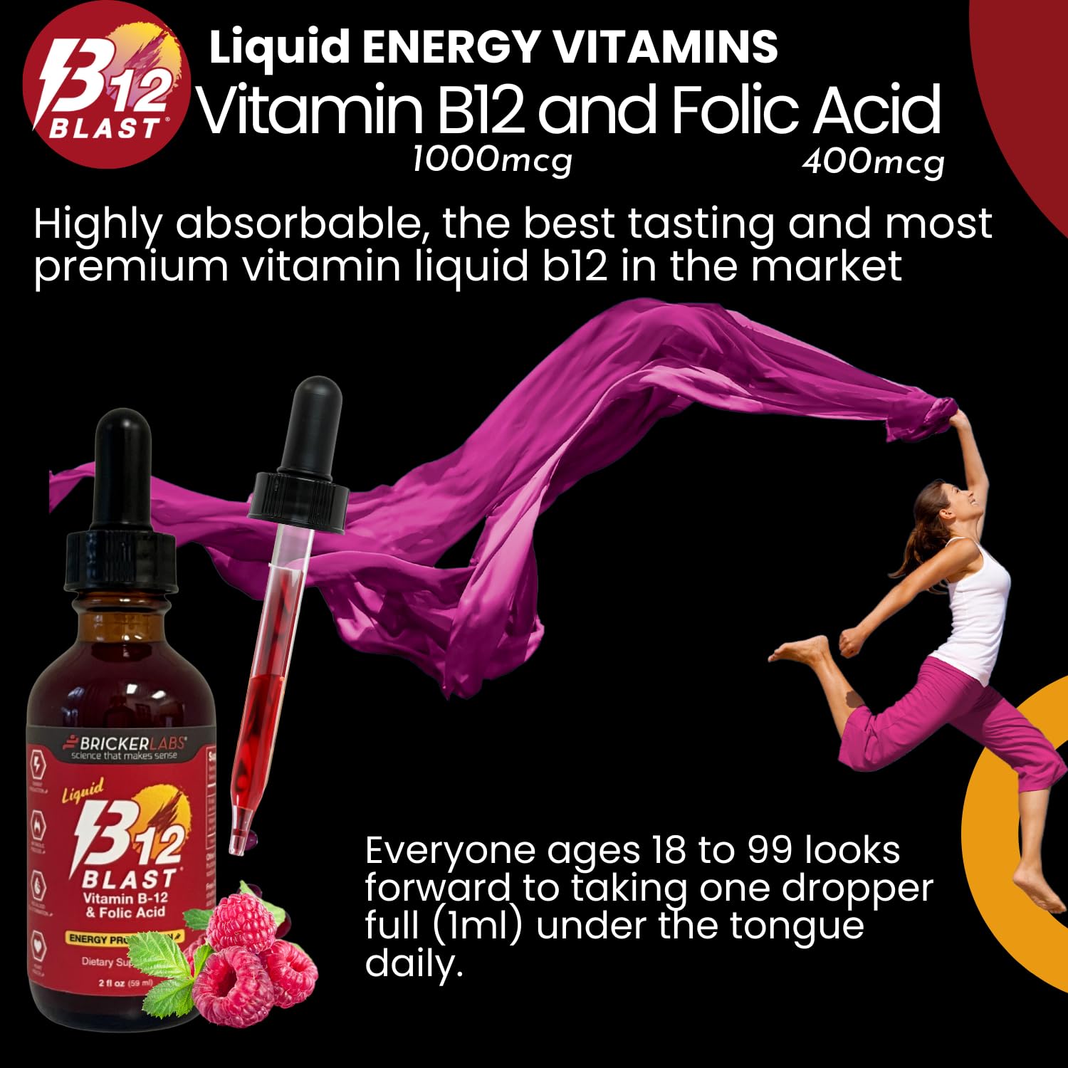 Bricker Labs B-12 Blast bottle on kitchen counter ready for daily use