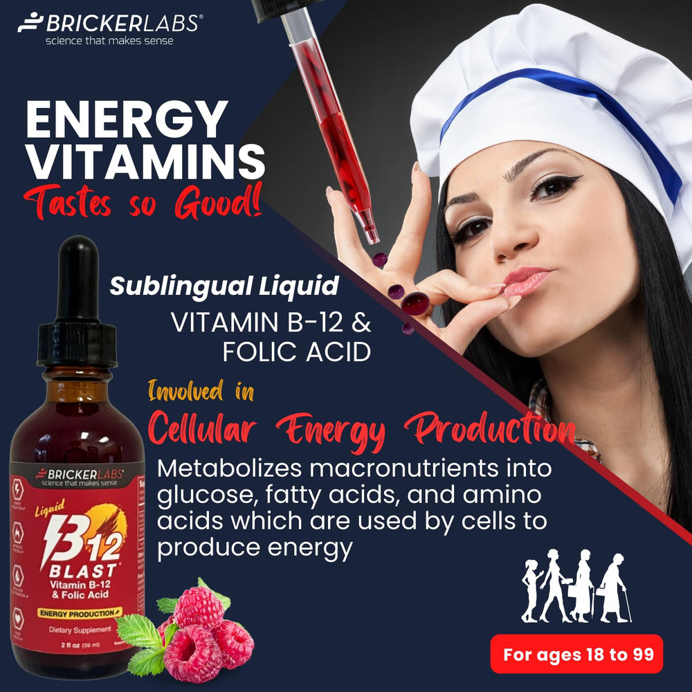 Bricker Labs B-12 Blast dropper applying liquid under the tongue for absorption