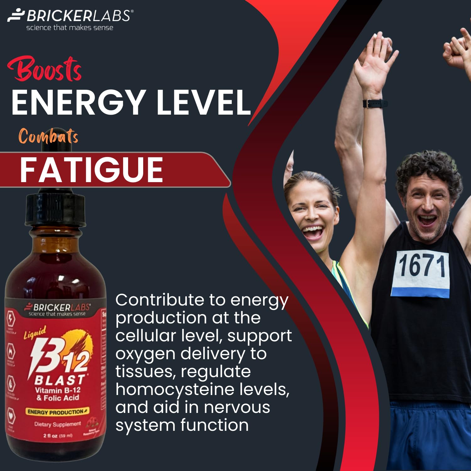 Bricker Labs B-12 Blast label lists B12 and folic acid nutrients