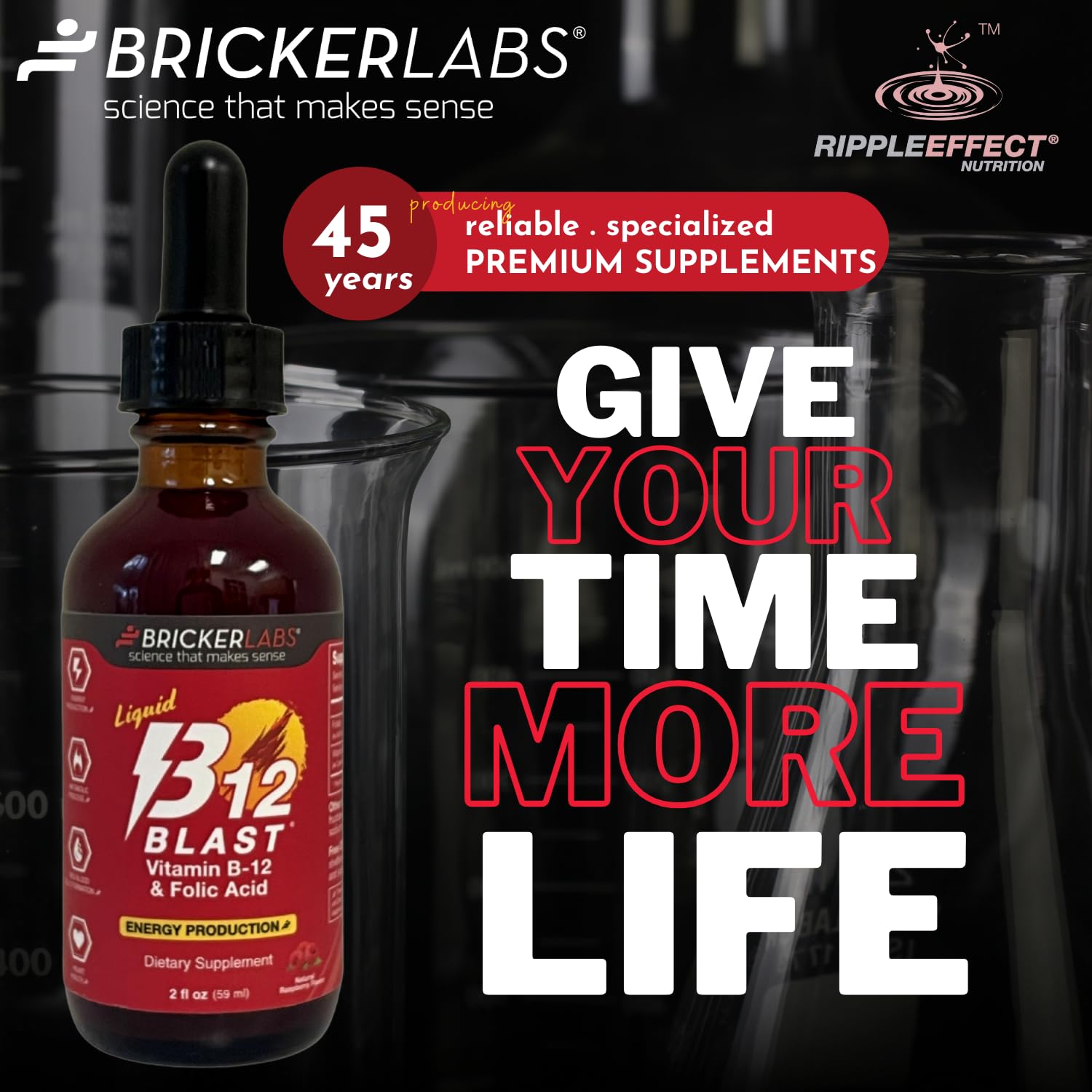 Bricker Labs B-12 Blast liquid dropper ready for sublingual use