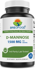 Brieofood D-Mannose bottle-120caps for a convenient daily supply.