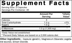 Brieofood D-Mannose capsule-closeup shows easy-to-swallow gelatin capsules.