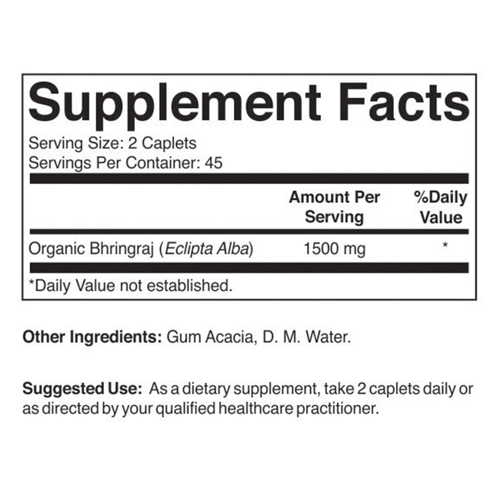 Brieofood Organic Bhringraj tablets close-up highlighting vegetarian formula