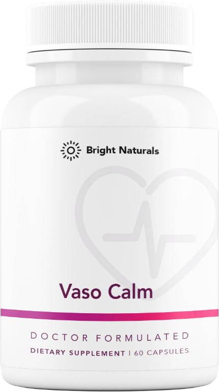 Bright Naturals Vaso Calm bottle with capsules for balanced circulation support.