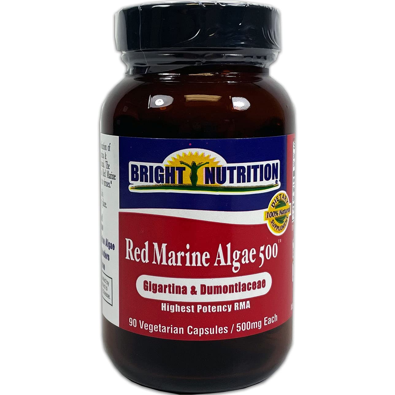 Bright Nutrition Red Marine Algae 500 origin from cold Atlantic waters for purity and quality.