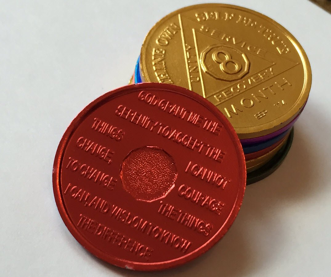 Bright Star Press AA month 6 medallion set for displaying progress in home or office