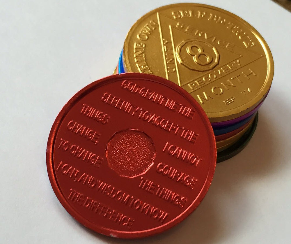Bright Star Press AA month 6 medallion set for displaying progress in home or office