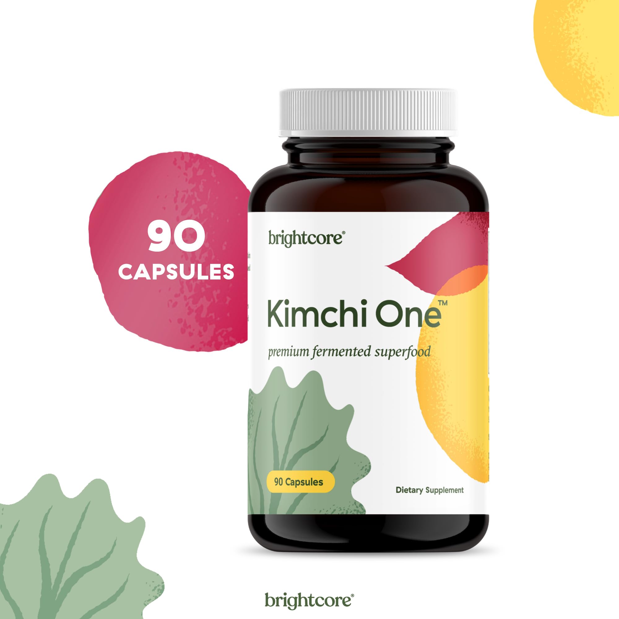 Brightcore Kimchi One bottle on a kitchen counter for daily use.